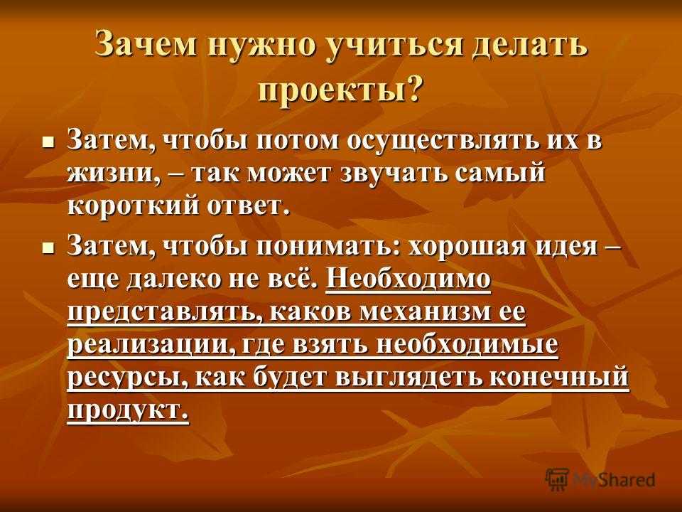 Зачем нужны проекты в школе