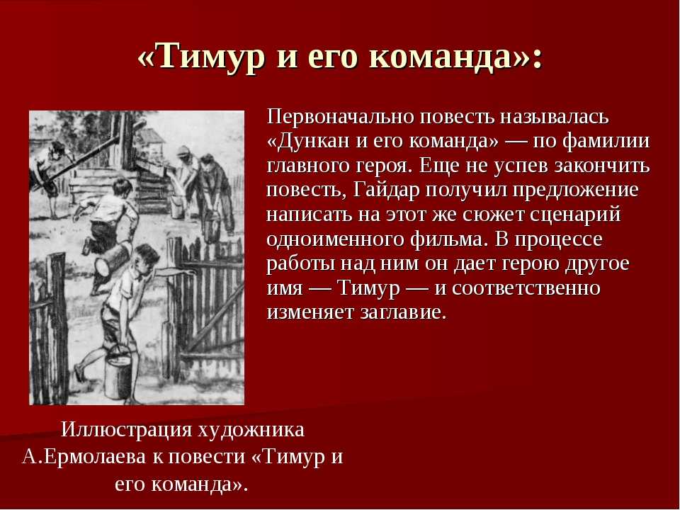 Тимур и его команда сочинение (по книге а. гайдара)