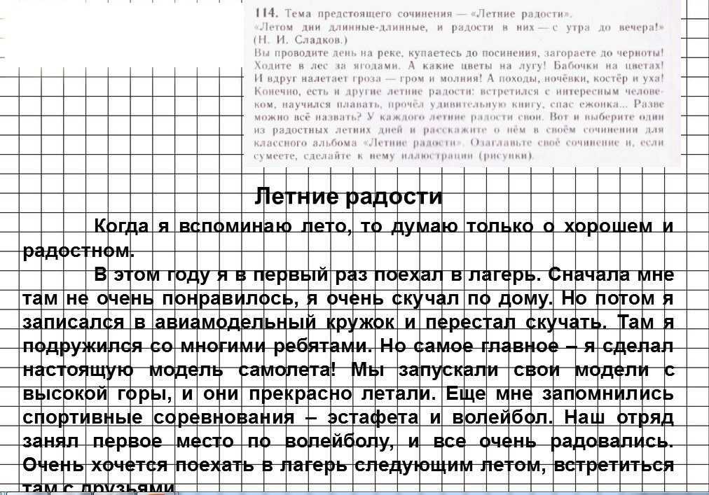 Сочинение летние радости 5 класс
