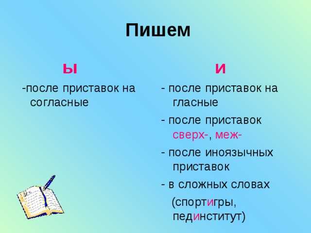 Правописание букв -и -ы после приставок