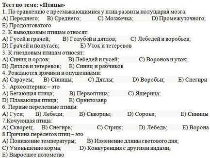 Тест по биологии (7 класс) с ответами онлайн для итоговой контрольная работа