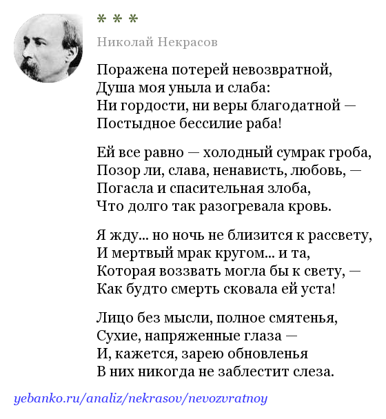 Анализ стихотворения некрасова зине