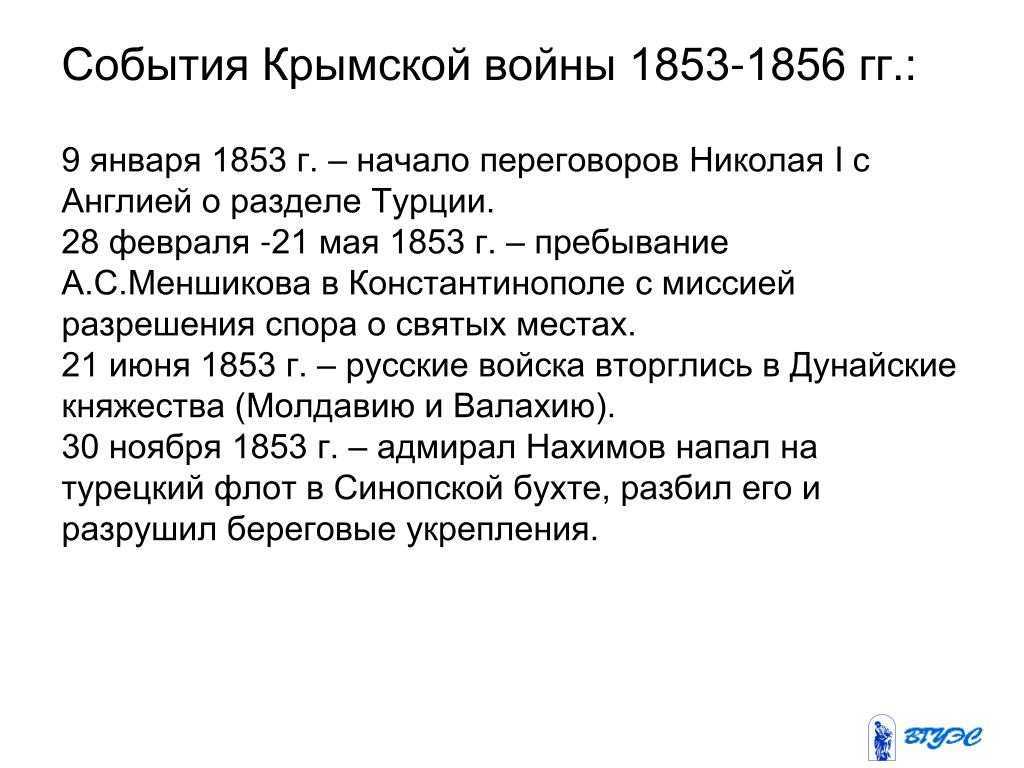 Проверочная работа по истории крымская война 1853-1856 гг. 9 класс
