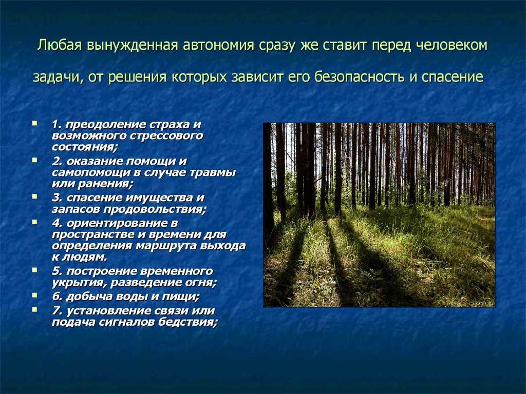 Всего 11 тестовых вопросов по теме Автономное существование в природе для 10 класса, с ответами Тесты для подготовки к контрольным и зачётным работам в школе по ОБЖ