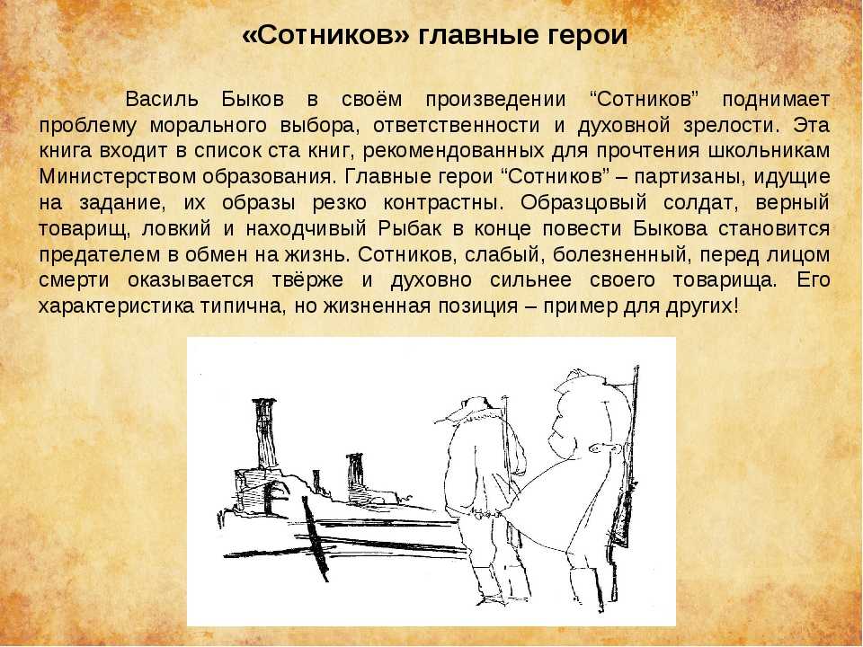Характеристика главных героев повести василя быкова «сотников»