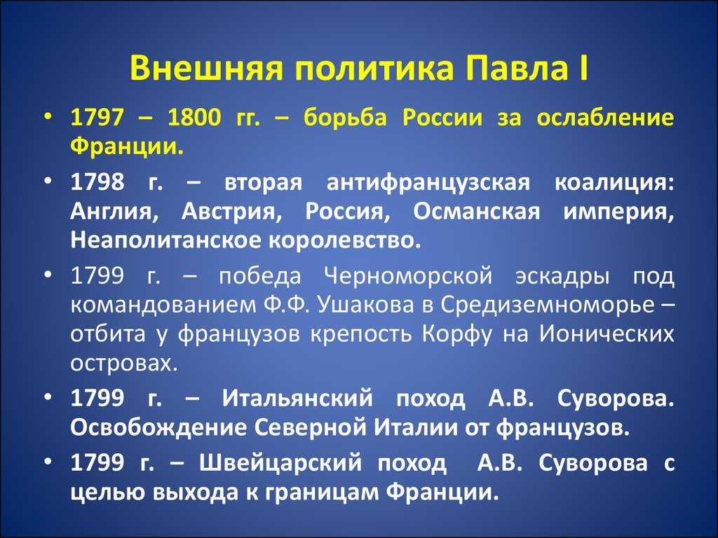 Составьте схему с указанием основных направлений внутренней политики павла 1 перечислите реформы