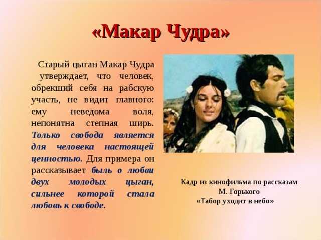 Главные герои рассказа горького «макар чудра», характеристика с цитатами. образ радды в произведении м. горького «макар чудра характеристика лойко и радды внешняя красота