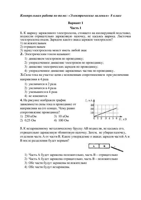 Контрольная работа по физике тепловые явления 8 класс