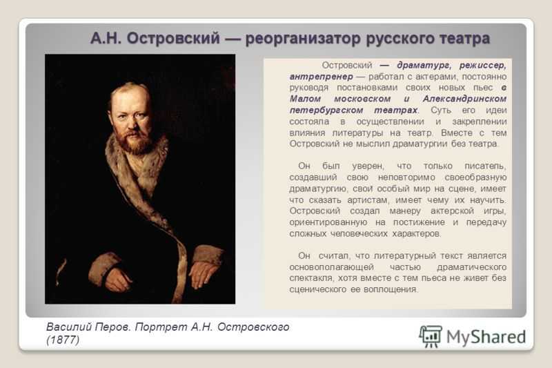 Тест по биографии островского
