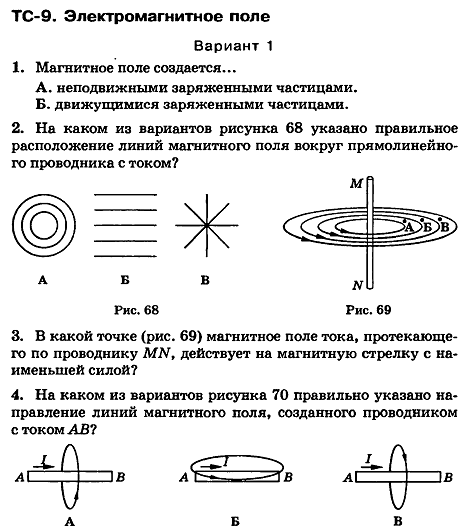 Контрольная работа по физике электромагнитное поле 9 класс