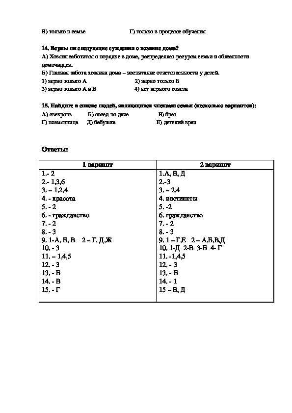 Контрольная по обществу