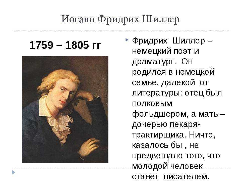 Доклад творчество фридриха шиллера
