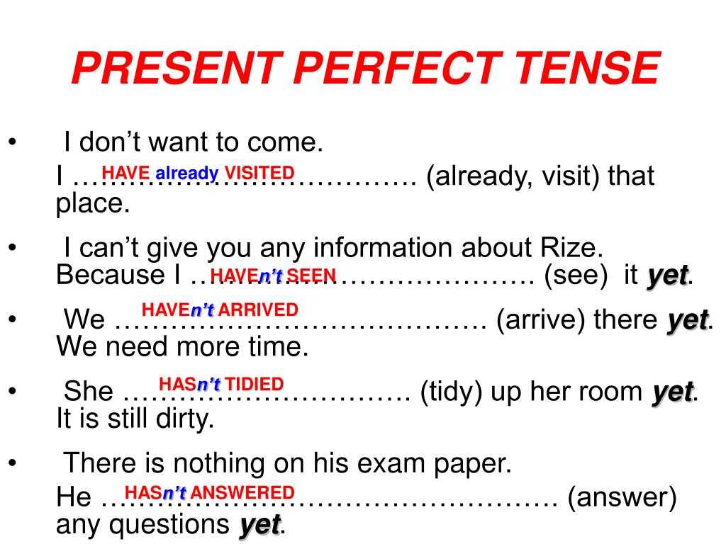 Present perfect упражнения презентация