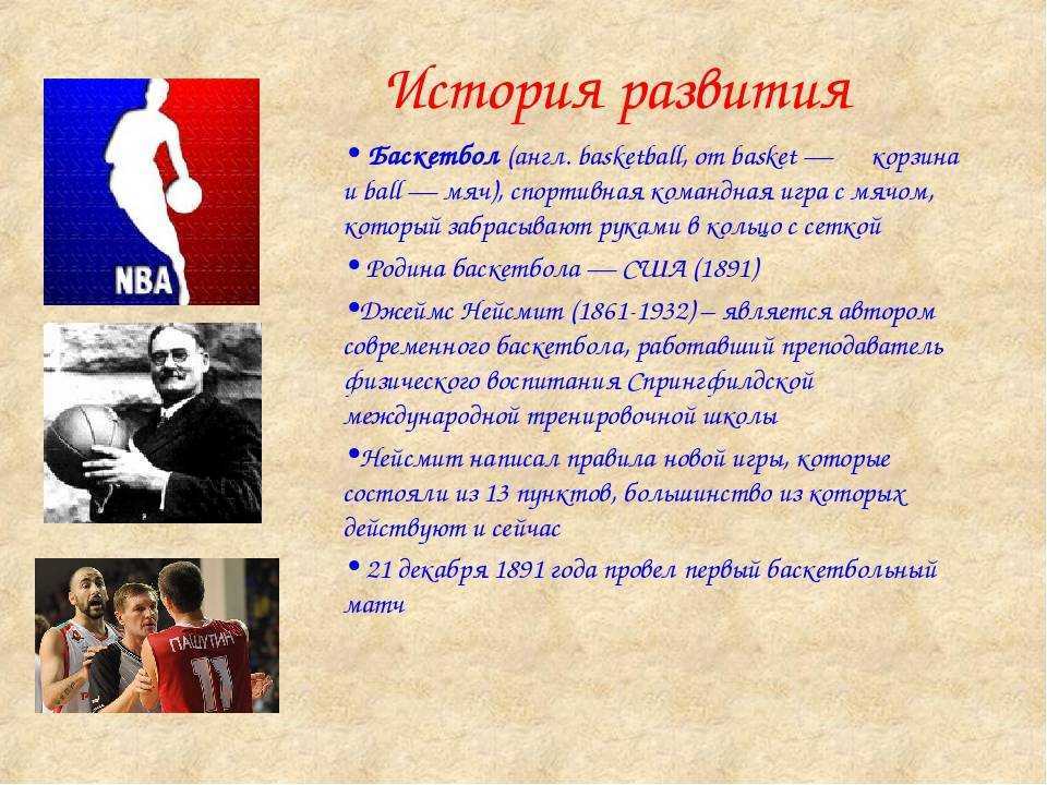 История баскетбола. Возникновение баскетбола. История создания баскетбола. Развитие баскетбола.