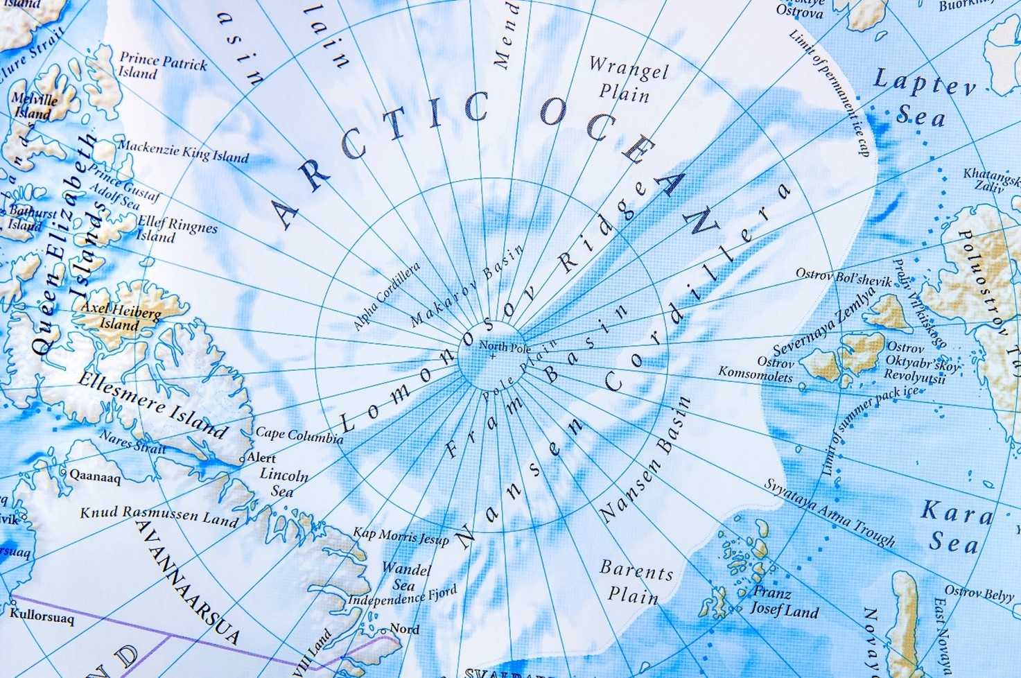 Контурная карта северного ледовитого океана