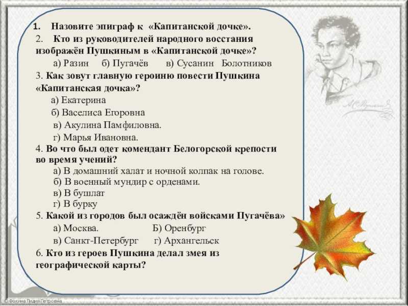 Капитанская дочка а.с. пушкин тест с ответами по роману | егэ огэ статград впр 100 баллов