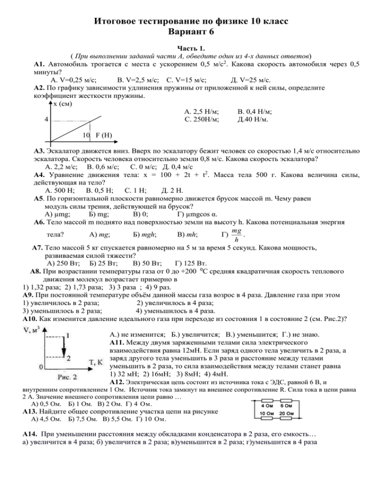 Итоговое тестирование по физике 9 класс 2 вариант на рисунке представлен
