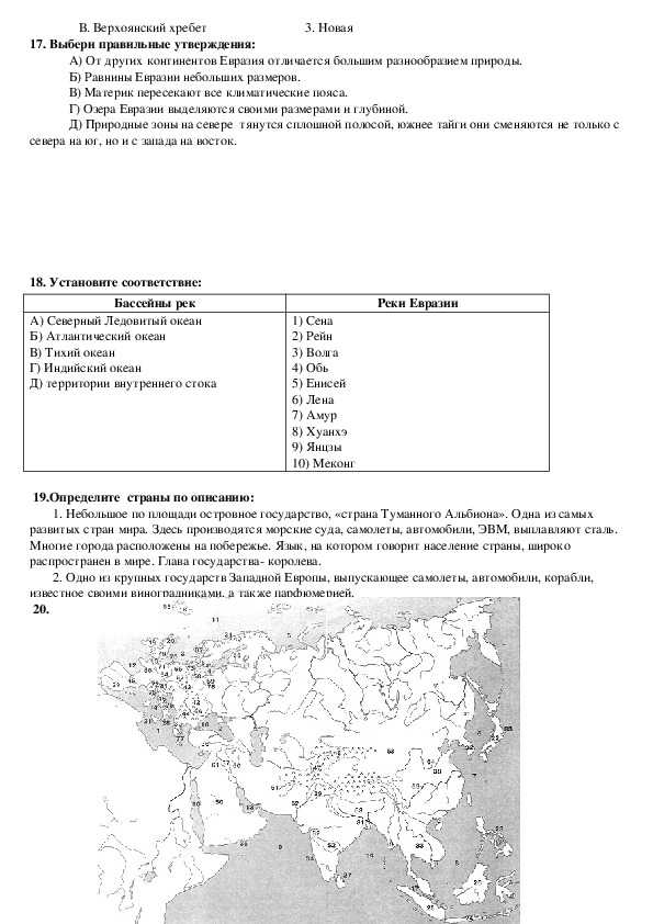 Номенклатура по географии 7 класс евразия карта