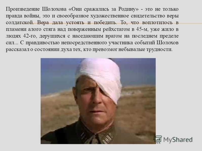 Краткое содержание «они сражались за родину»