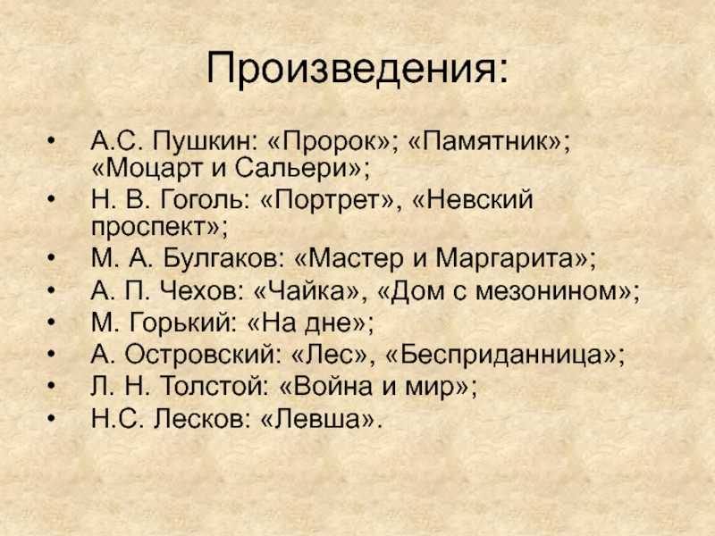 Тесты по литературе 10 класса