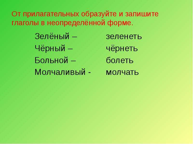 Запиши образованные от данных прилагательных. Неопределенная форма глагола. Запиши глаголы в неопределенной форме. Образовать неопределенную форму глагола. Неопределенная форма глагола пишет.