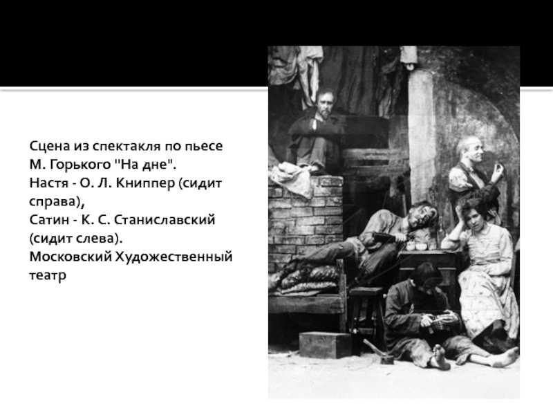 Настя речевая характеристика на дне. характеристика насти из пьесы “на дне” м. горького. существовал ли шанс жить другой жизнью