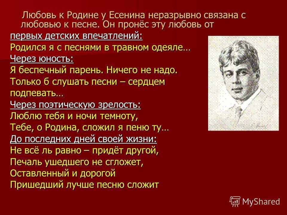 Тема родины есенин презентация