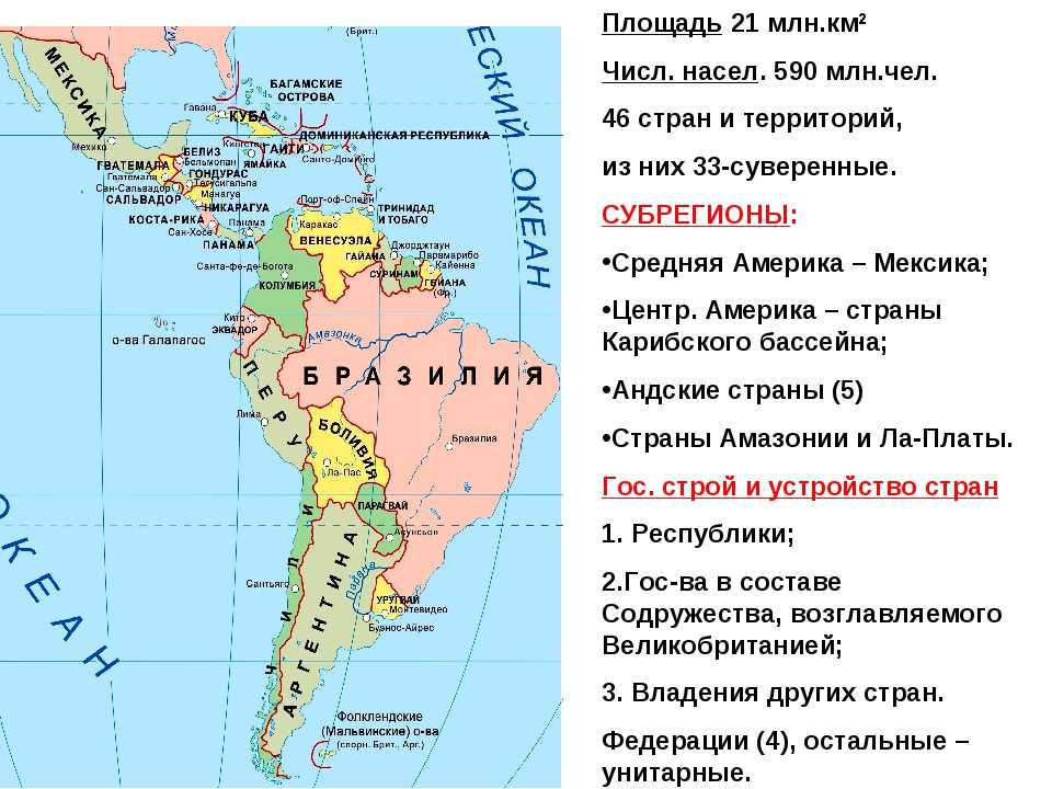 Характеристика латинской америки по плану география 11 класс