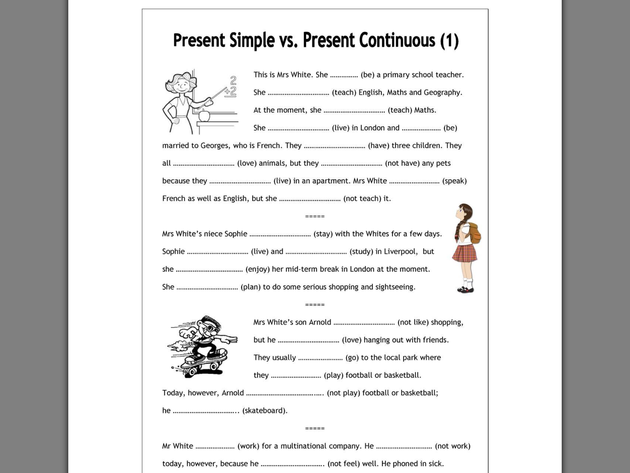 30 тестовых вопросов по английскому языку по теме Present Simple Present Continuous для учеников 6-го класса с ответами