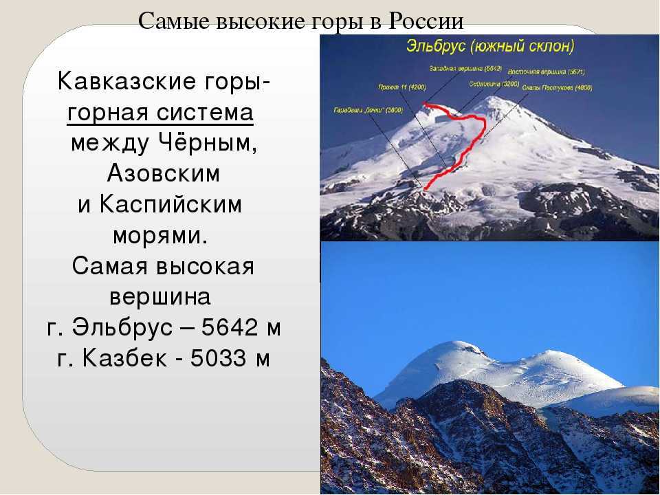 Самые высокие горы земли 5 класс география. Эльбрус список высочайших горных вершин России. Горные системы Кавказ горы Эльбрус. Самая высокая гора в России.