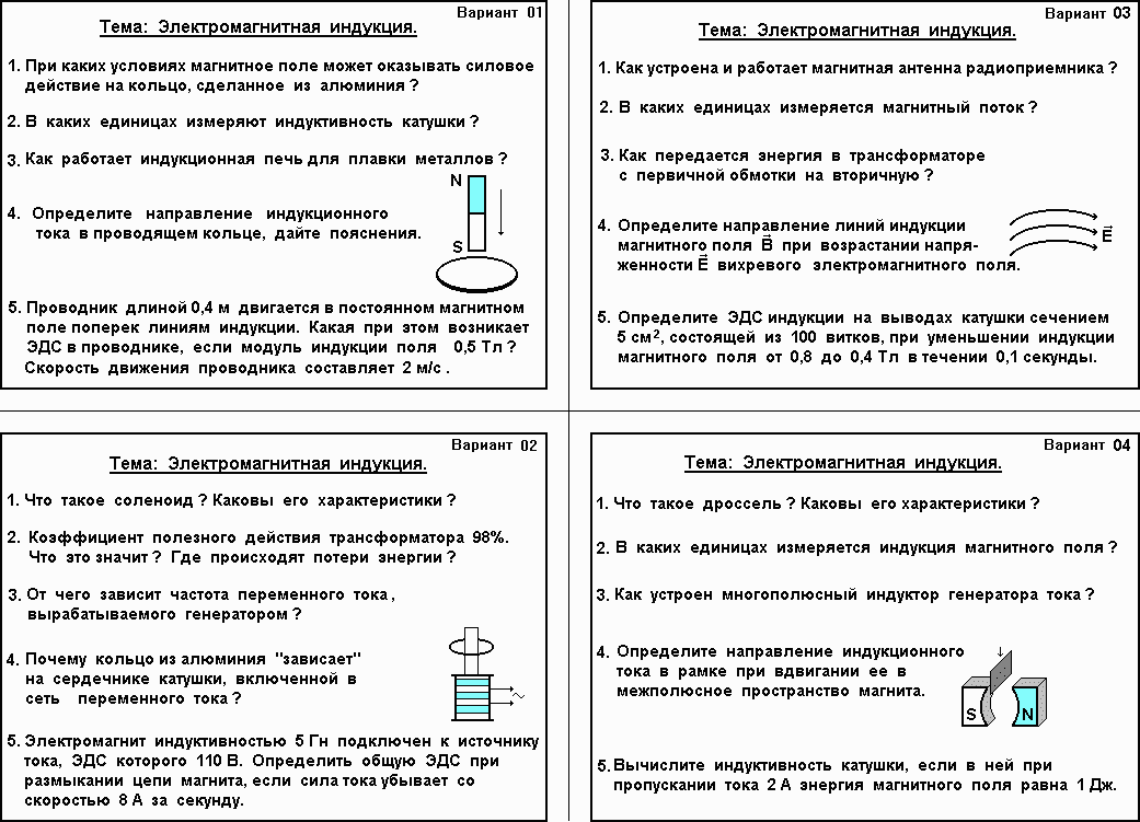 Самостоятельная работа по физике магнитное поле 11 класс