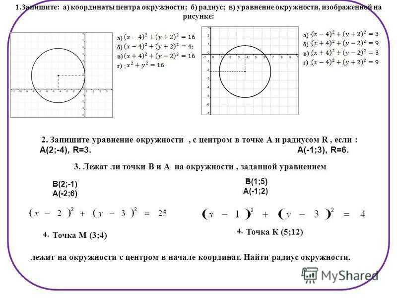 Геометрия 9 класс атанасян уравнение окружности и прямой презентация